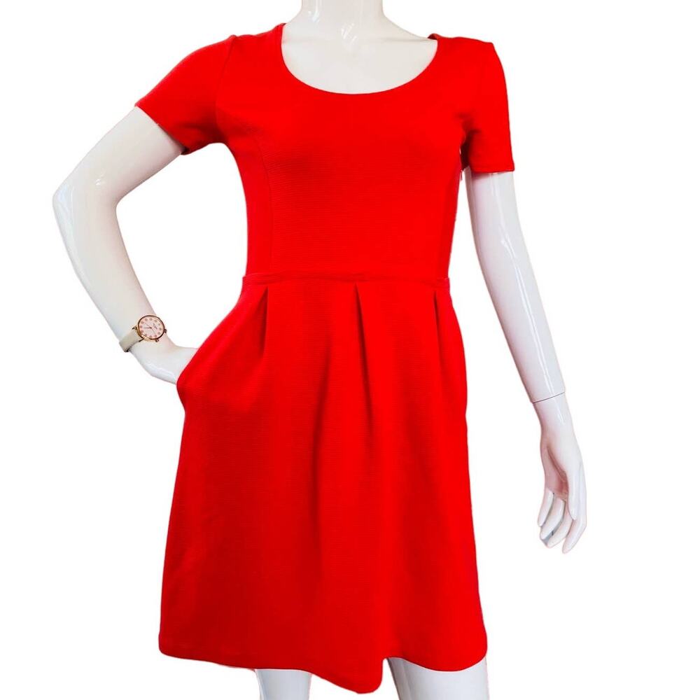 Madewell Deep Orange Ribbed Fit Flare Dress Size 2